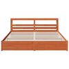 vidaXL Bed Frame with Headboard Wax Brown 200 x 200 cm Solid Pine Wood