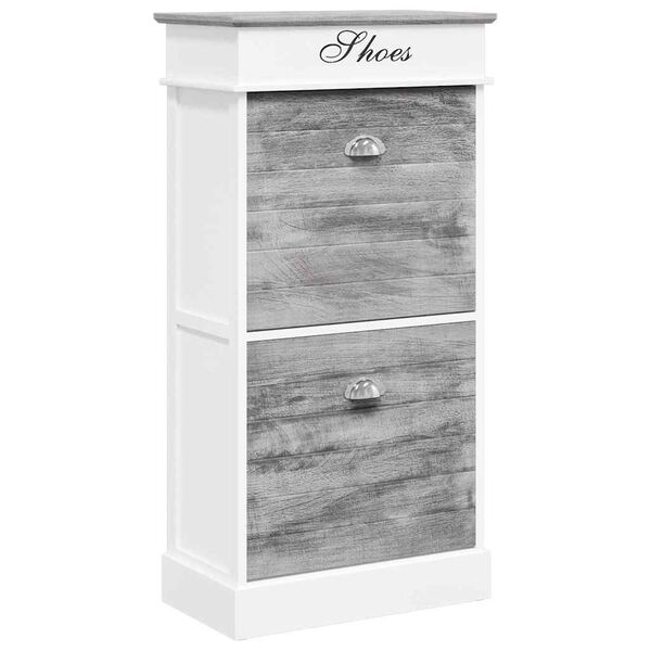 vidaXL Shoe Cabinet Grey 50x28x98 cm Paulownia Wood