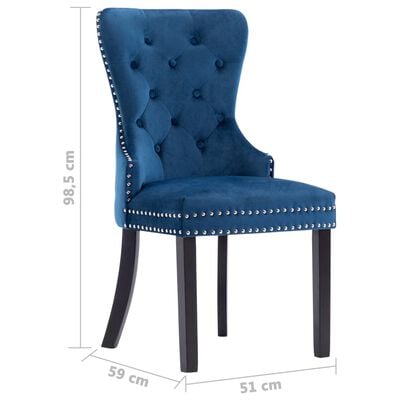 vidaXL Dining Chairs 2 pcs Blue Velvet