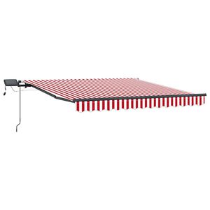 vidaXL Retractable Awning Manual Red and white 300 x 250 cm Fabric