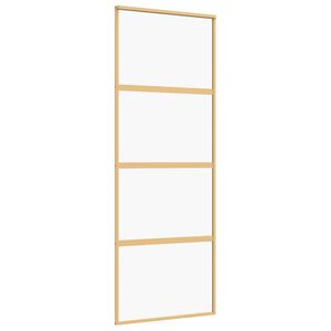 vidaXL Sliding Door Gold 76x205 cm Clear ESG Glass and Aluminium