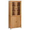 vidaXL Bookcase with 4 Doors 80x35x180 cm Solid Oak Wood and Glass
