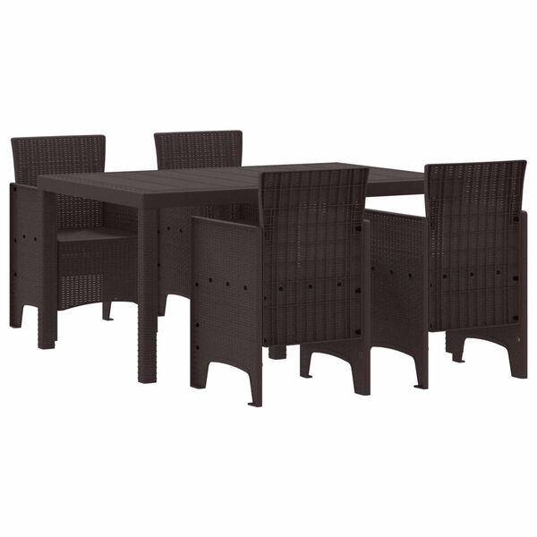 vidaXL Garden Dining Set 5 pcs Brown Polt rattan