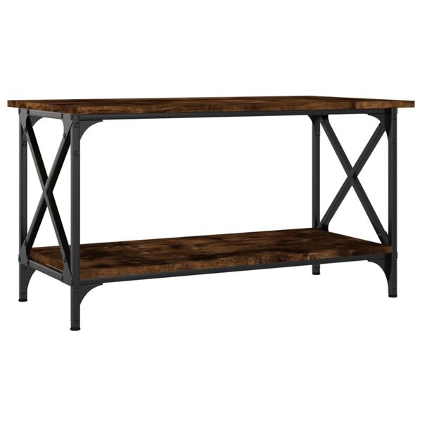 vidaXL Coffee Table Smoked Oak 80x45x45 cm Engineered Wood and Iron
