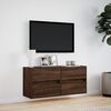 vidaXL TV Wall Cabinet with LED Lights Brown Oak 100x31x45 cm