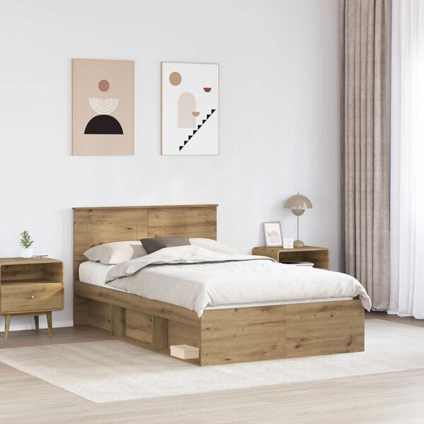 vidaXL Bed Frame Artisian Oak 120 x 190 cm Engineered wood