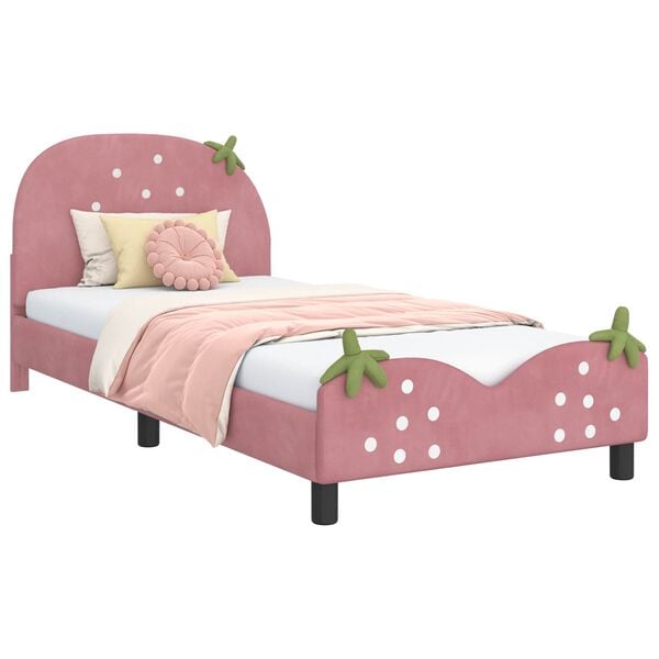 vidaXL Children's Bed Frame with Headboard Pink 80 x 200 cm Velvet
