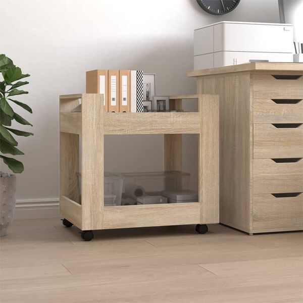 vidaXL Desk Trolley Sonoma Oak 60x45x60 cm Engineered Wood