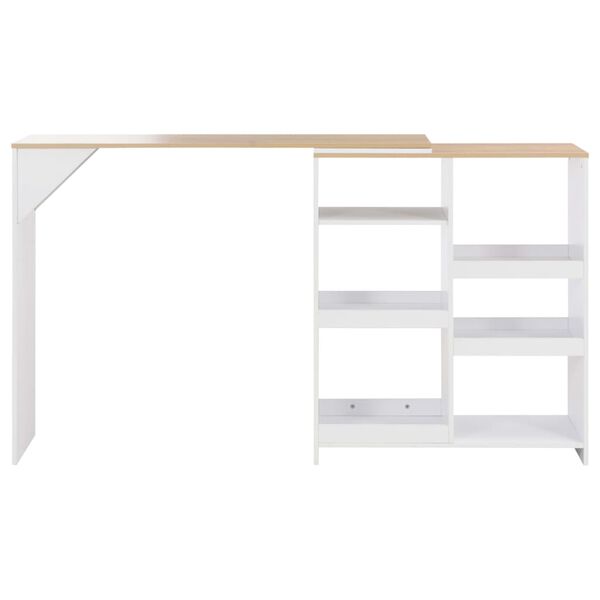 vidaXL Bar Table with Moveable Shelf White 138x39x110 cm