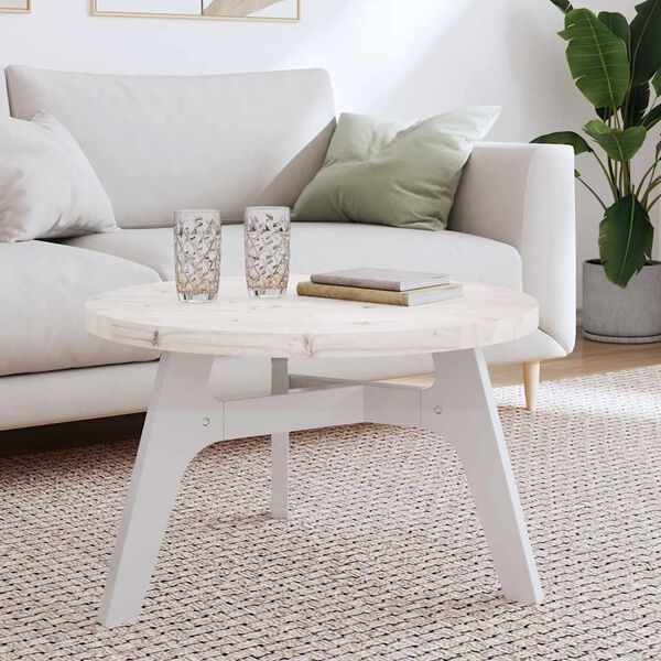 vidaXL Table Top Round White &Oslash;70x3 cm Solid Wood Pine