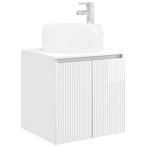 vidaXL Wall-Mounted Sink Vanity High Gloss White 49.5 x 44.5 x 66 cm