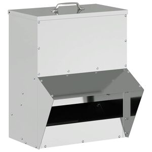 vidaXL Chicken Feeder Silver 35 x 30.5 x 43.5 cm Galvanised Steel