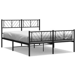 vidaXL Metal Bed Frame without Mattress with Footboard Black 120x200cm