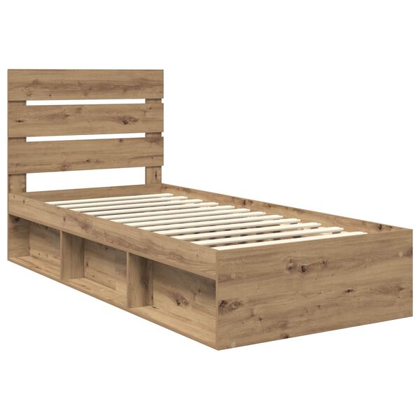 vidaXL Bed Frame Artisian Oak 90 x 190 cm Solid Pine Wood