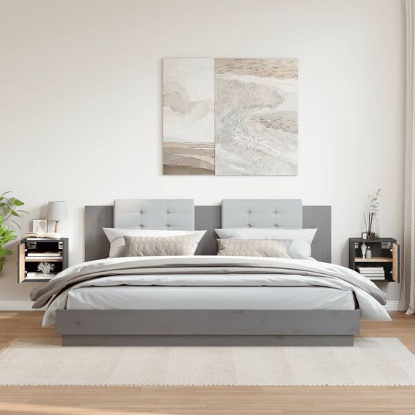 vidaXL Wall Cabinets 2 pcs Grey 31.5x30x30 cm Solid Wood Pine