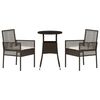 vidaXL Garden Dining Set 3 pcs Brown Poly rattan