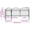 vidaXL Garden Fence Gate with Arched Top Steel 2.25x4 m Black