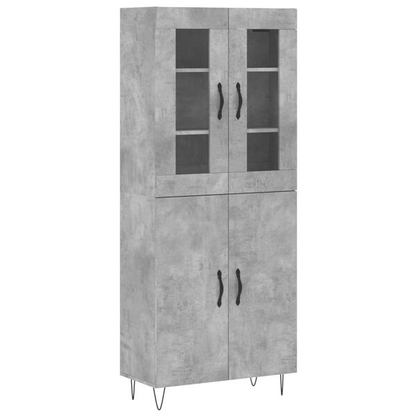 vidaXL Highboard Concrete Grey 69.5x34x180 cm Engineered Wood
