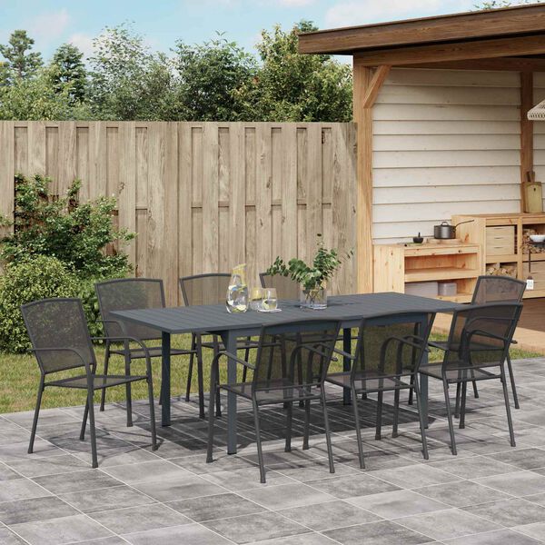 vidaXL Garden Dining Set 9 pcs Anthracite Steel