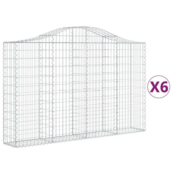 vidaXL Arched Gabion Baskets 6 pcs 200x30x120/140 cm Galvanised Iron