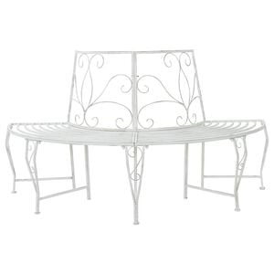 vidaXL Tree Bench 4-Seater 160 x 80 x 89 cm Steel Antique White