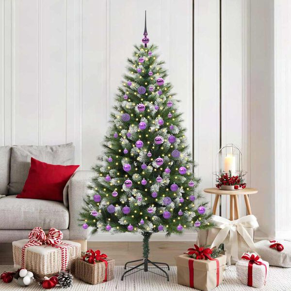 vidaXL Artificial Hinged Christmas Tree with Flocked Snow 180 cm