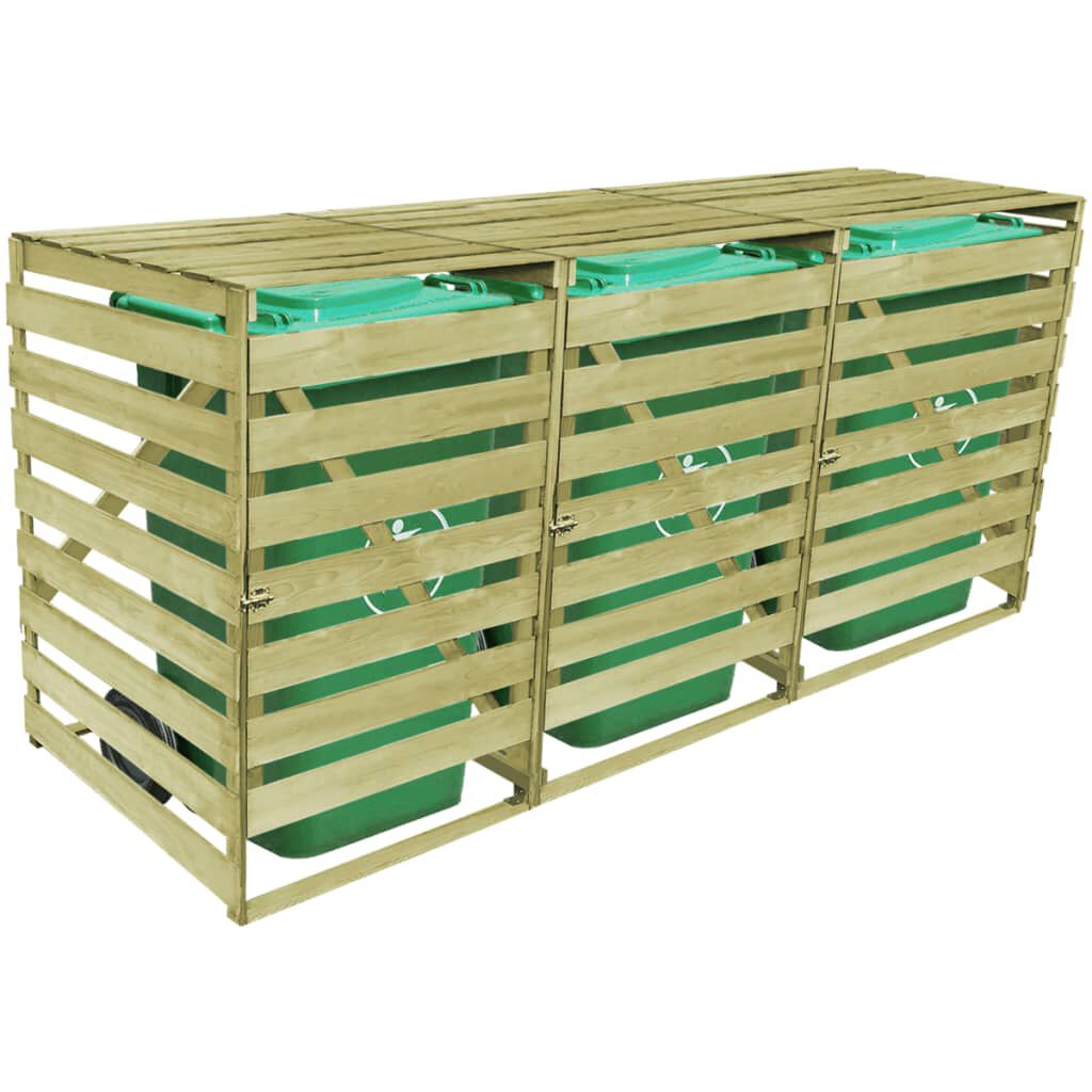 Impregnated Triple Wheelie Bins Shed Garden Store Wood 240L Bin Capacity Durable 
