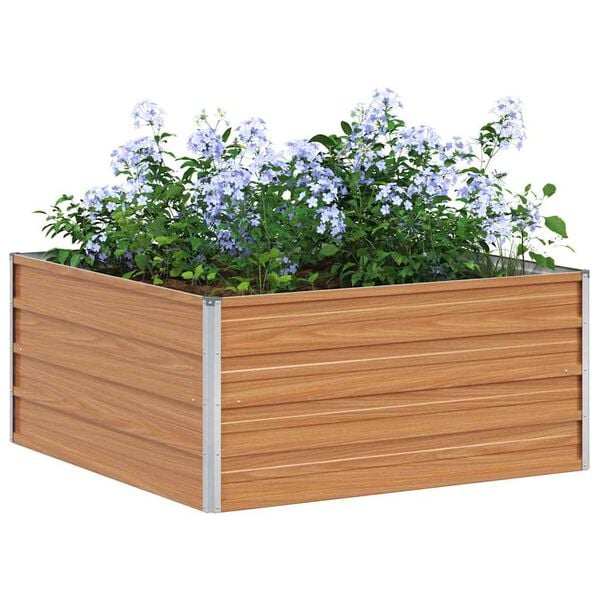 vidaXL Garden Raised Bed 100x100x45 cm Galvanized Steel Silver