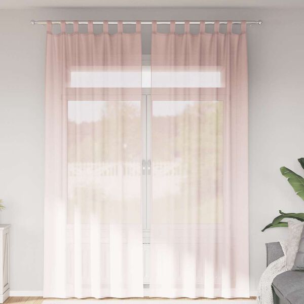 vidaXL Voile Curtains with Loops 2 pcs Light Pink 140x260 cm