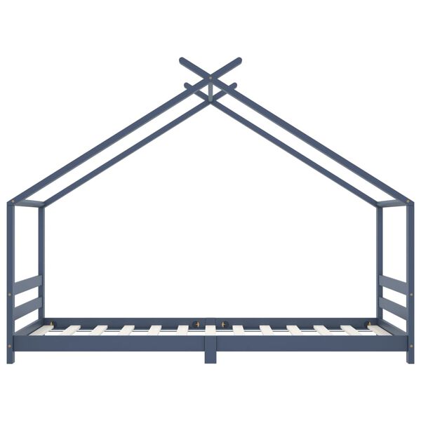 vidaXL Kids Bed Frame Grey Solid Pine Wood 90x200 cm
