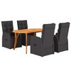 vidaXL Garden Dining Set 5 pcs Black Poly Rattan