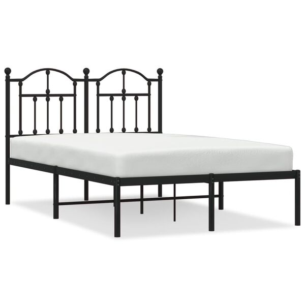 vidaXL Metal Bed Frame without Mattress with Headboard Black 120x200cm