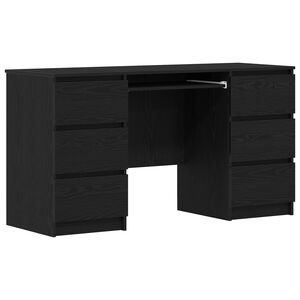 vidaXL Desk Black Oak Engineered Wood 140 x 50 x 76 cm