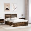 vidaXL Bed Frame Smoked Oak 160 x 200 cm Solid Pine Wood