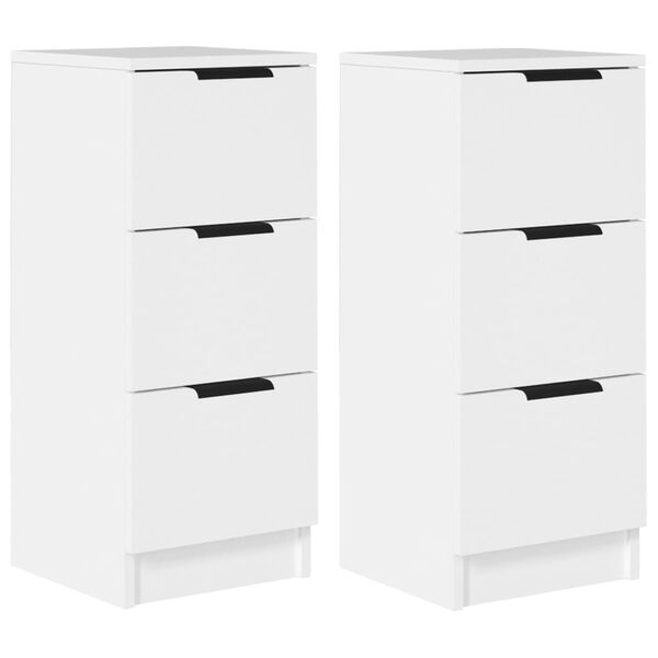 vidaXL Sideboards 2 pcs White 30x30x70 cm Engineered Wood