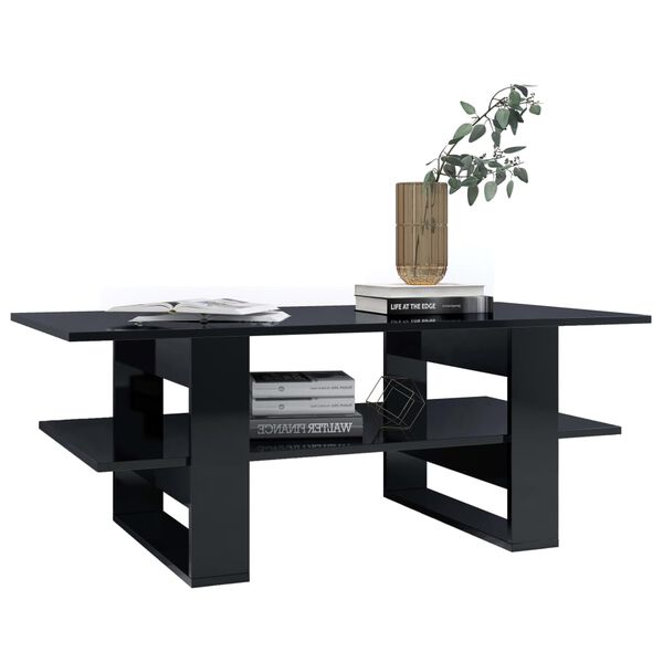 vidaXL Coffee Table High Gloss Black 110x55x42 cm Engineered Wood