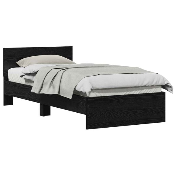 vidaXL Bed Frame with Headboard Black Oak 75 x 190 cm Engineered Wood