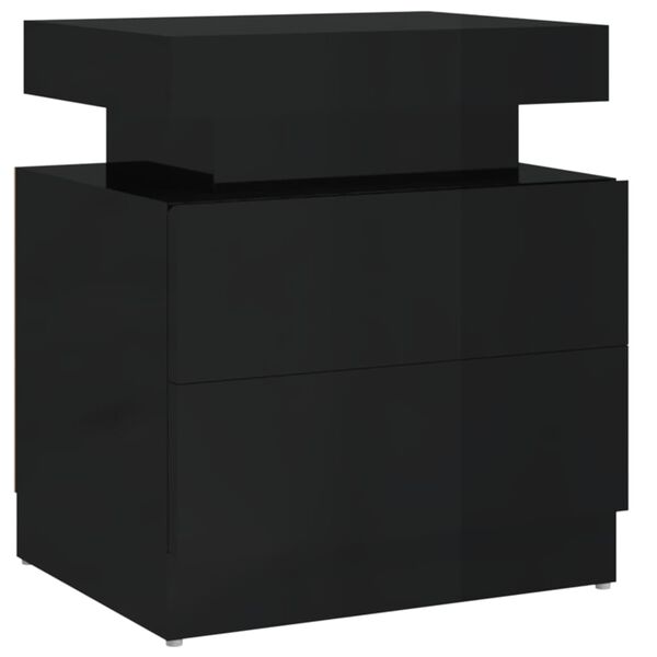 vidaXL Bedside Cabinet High Gloss Black 45x35x52 cm Engineered Wood