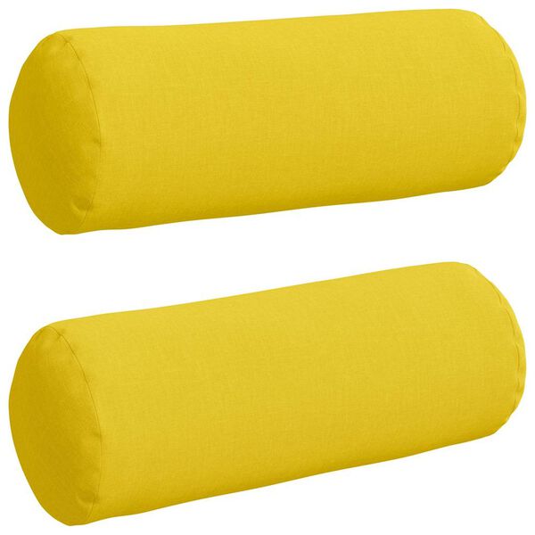 vidaXL Bolster Pillows 2 pcs Light Yellow Ø 25 x 70 cm Fabric