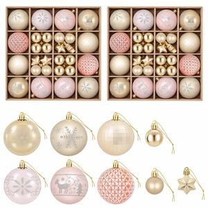 vidaXL Christmas Ball Set 88 pcs Rose Gold and Gold &Oslash; 6 cm Plastic