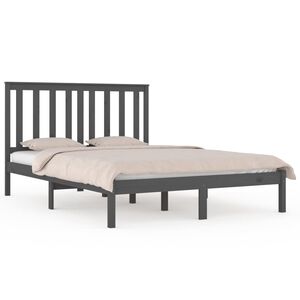 vidaXL Bed Frame without Mattress Grey Solid Wood 200x200 cm (810039+818542)