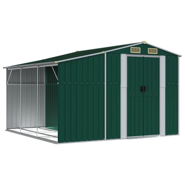 vidaXL Garden Shed Green 277x279x179 cm Galvanised Steel