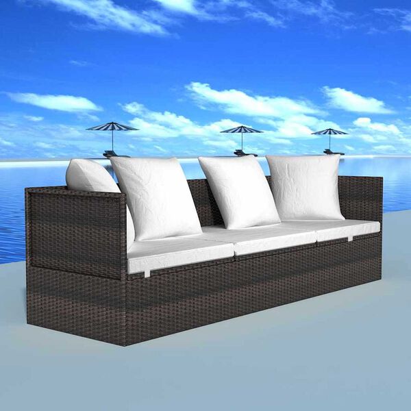 vidaXL Sun Lounger Brown 200 x 60 x 58 cm Poly Rattan