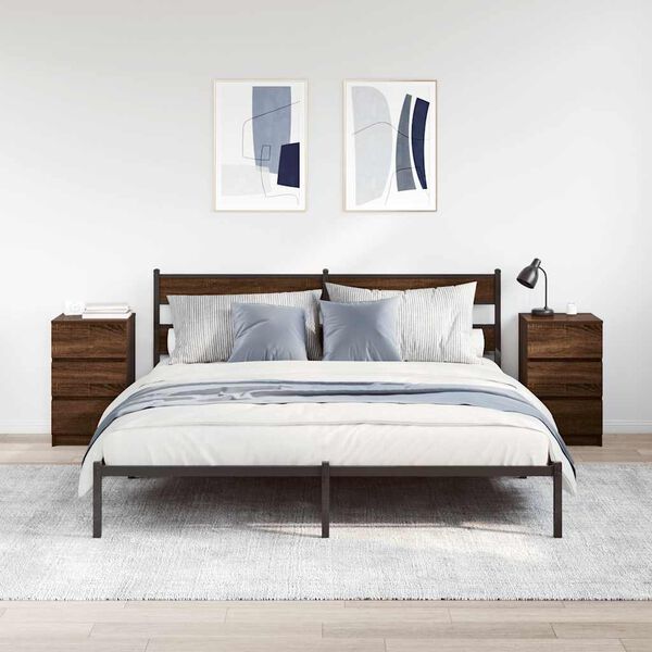 vidaXL Bedside Cabinets with 3 Drawers 2 pcs Brown Oak 39x35x65 cm