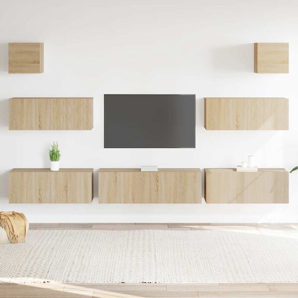 vidaXL 7 Piece TV Cabinet Set Sonoma Oak Engineered Wood