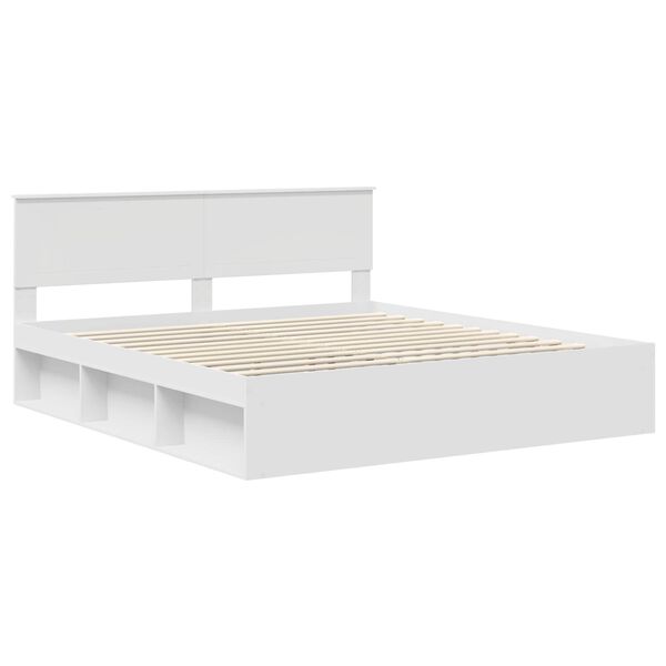 vidaXL Bed Frame with Headboard White 180 x 200 cm Solid Pine Wood