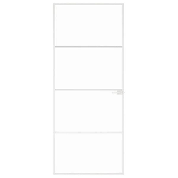 vidaXL Interior Door White 83x201.5 cm Tempered Glass&Aluminium Slim