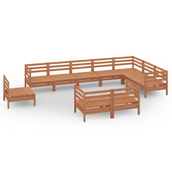 vidaXL 10 Piece Garden Lounge Set Solid Wood Pine Honey Brown