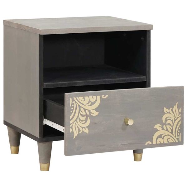 vidaXL Bedside Cabinet 2 pcs Grey 40 x 33 x 46 cm Solid Mango Wood