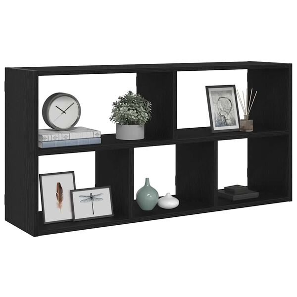 vidaXL Wall Shelf Black Oak 100x25x50 cm Engineered Wood